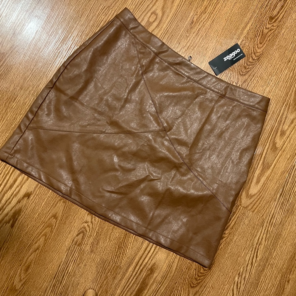 Brown Leather Skirt - XXL - With tags